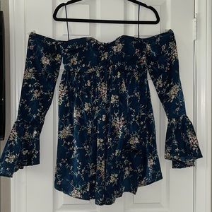 Navy Floral Off the shoulder dress